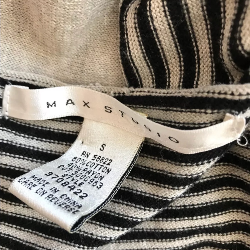 Max Studio Shrug Sweater SZ S Striped Tan Black - Picture 4 of 4